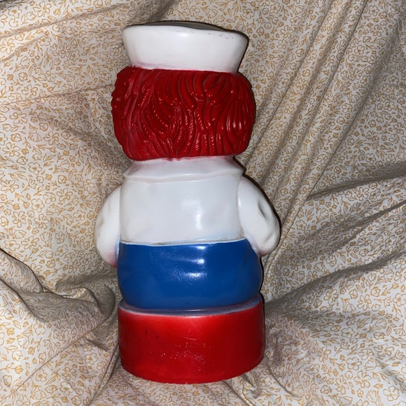 Vintage 1972 Raggedy Andy Hard Plastic Coin Bank Bobbs Merrill missing stopper - Picture 3 of 6